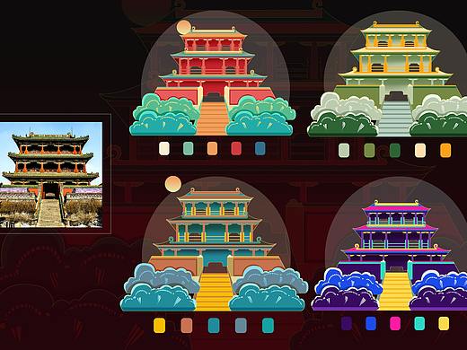 扁平風(fēng)- 沈陽故宮-方圓大廈（個(gè)人主頁-ZNTIwMDY0MDg=） - 商業(yè)插畫 - 站酷設(shè)計(jì)師三株樹1原創(chuàng)素材 - 站酷ZCOOL