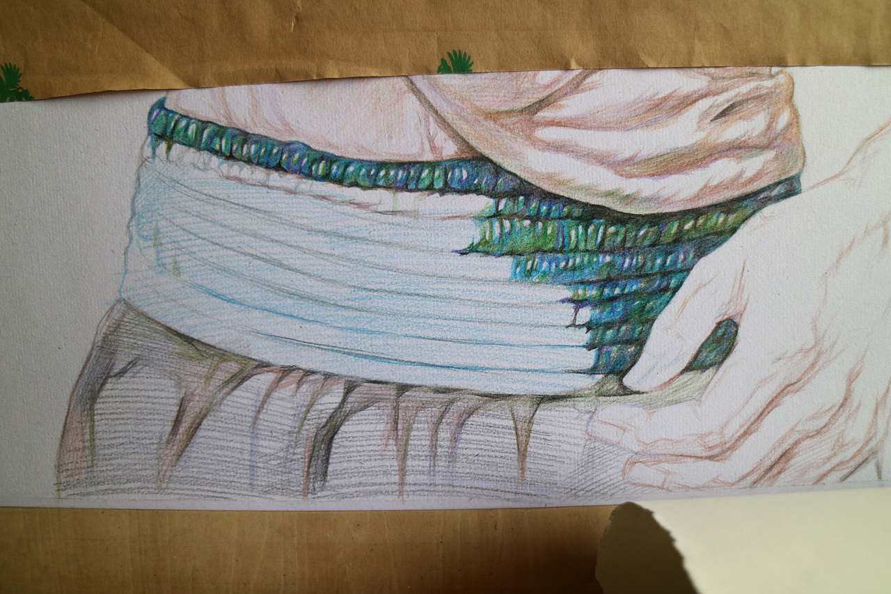 裤子的腰带处用了一个午休时间画完