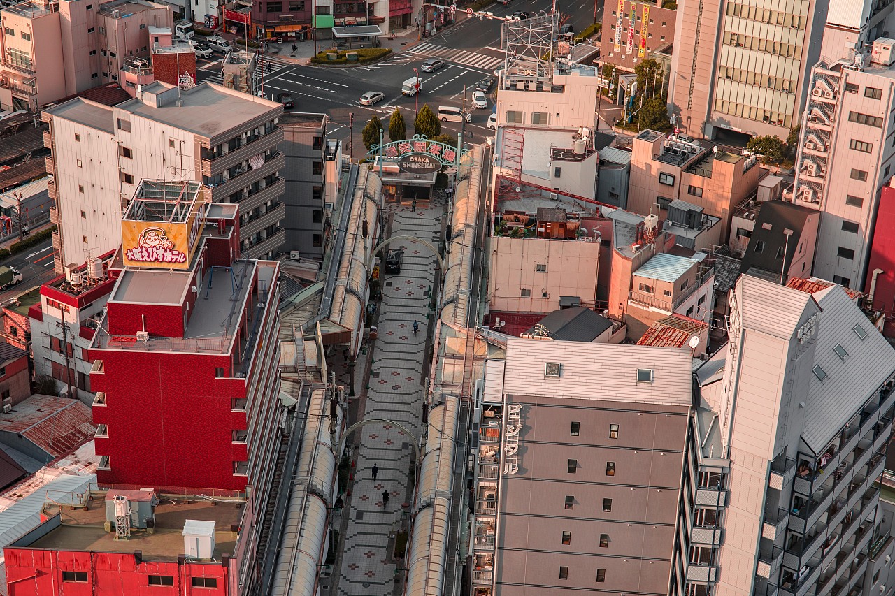 日本掠影大阪通天阁俯视全景