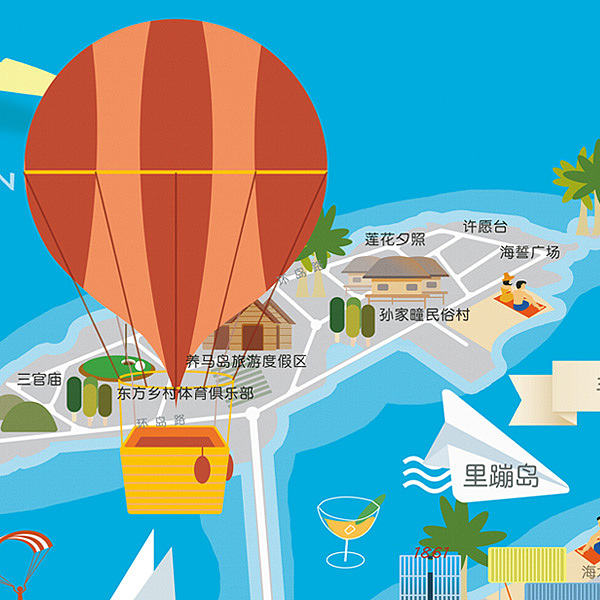 手绘地图烟台30版沙盘模型