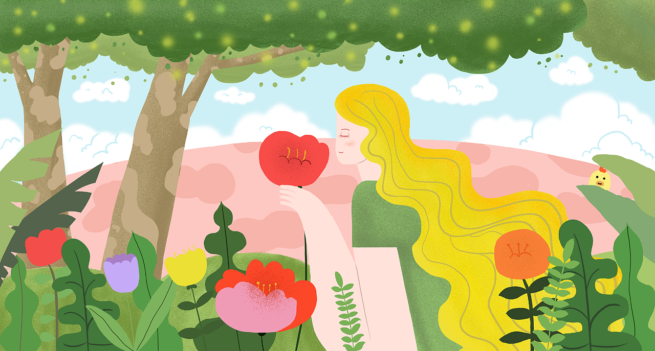 采花少女|插画|创作习作|一滴雨yx - 临摹作品 - 站酷 (zcool)