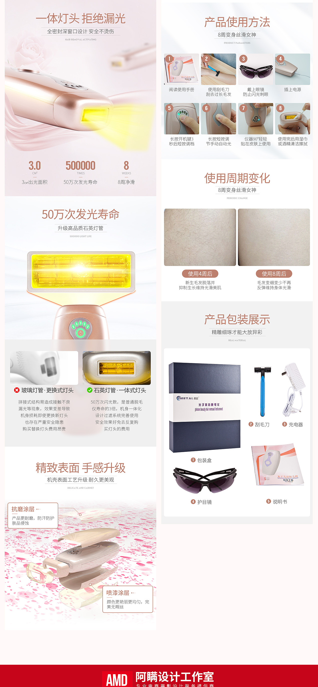 脱毛仪详情页设计 美容仪化妆品 卸妆油 光子脱毛（图ZMTA0MDc4MDUy） - 电商 - 站酷设计师魔创视觉_元放原创素材 - 站酷ZCOOL