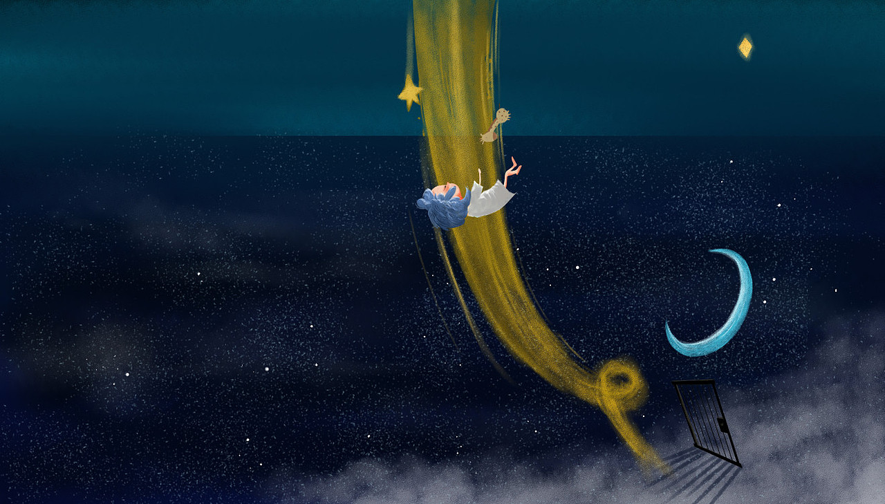 一个小女孩梦游