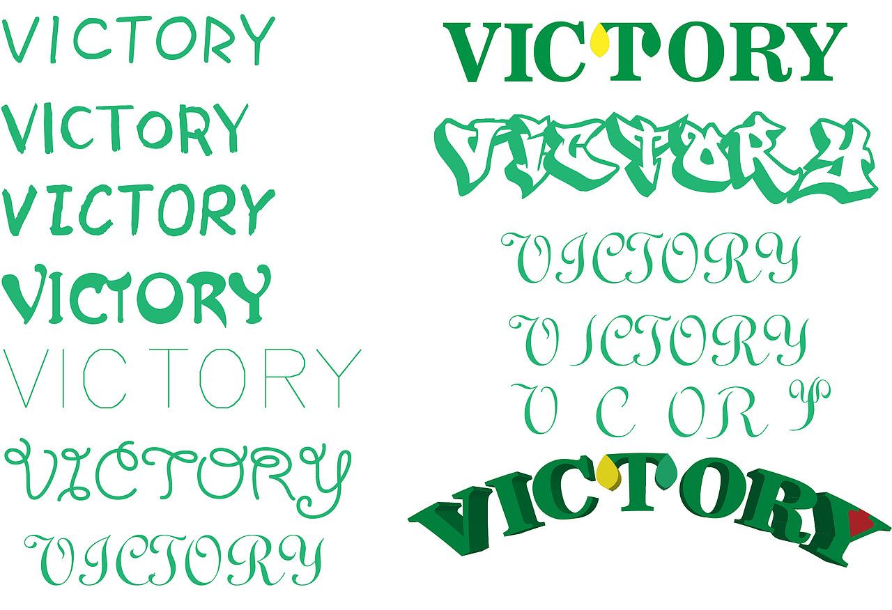 字母一开始也是不知道用什么风格的。于是我就选了好几种字体，一起对比下。这也是看站酷的一个教学视频知道的，所以说要多学习呀。