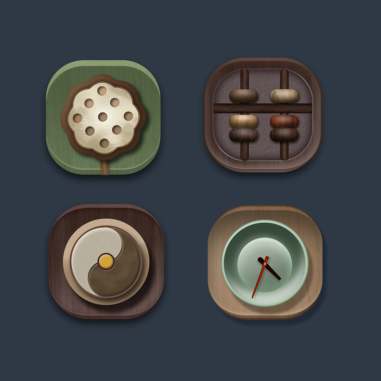 临摹的中国风写实图标,觉得以后自己可以多做几个中国风的图标,不一定是写实的,也可以做一些平面的