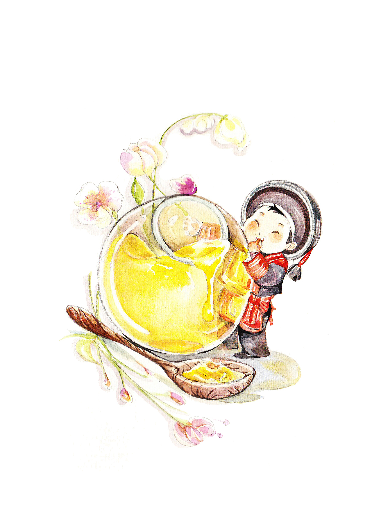 一组水彩商稿——食物小人