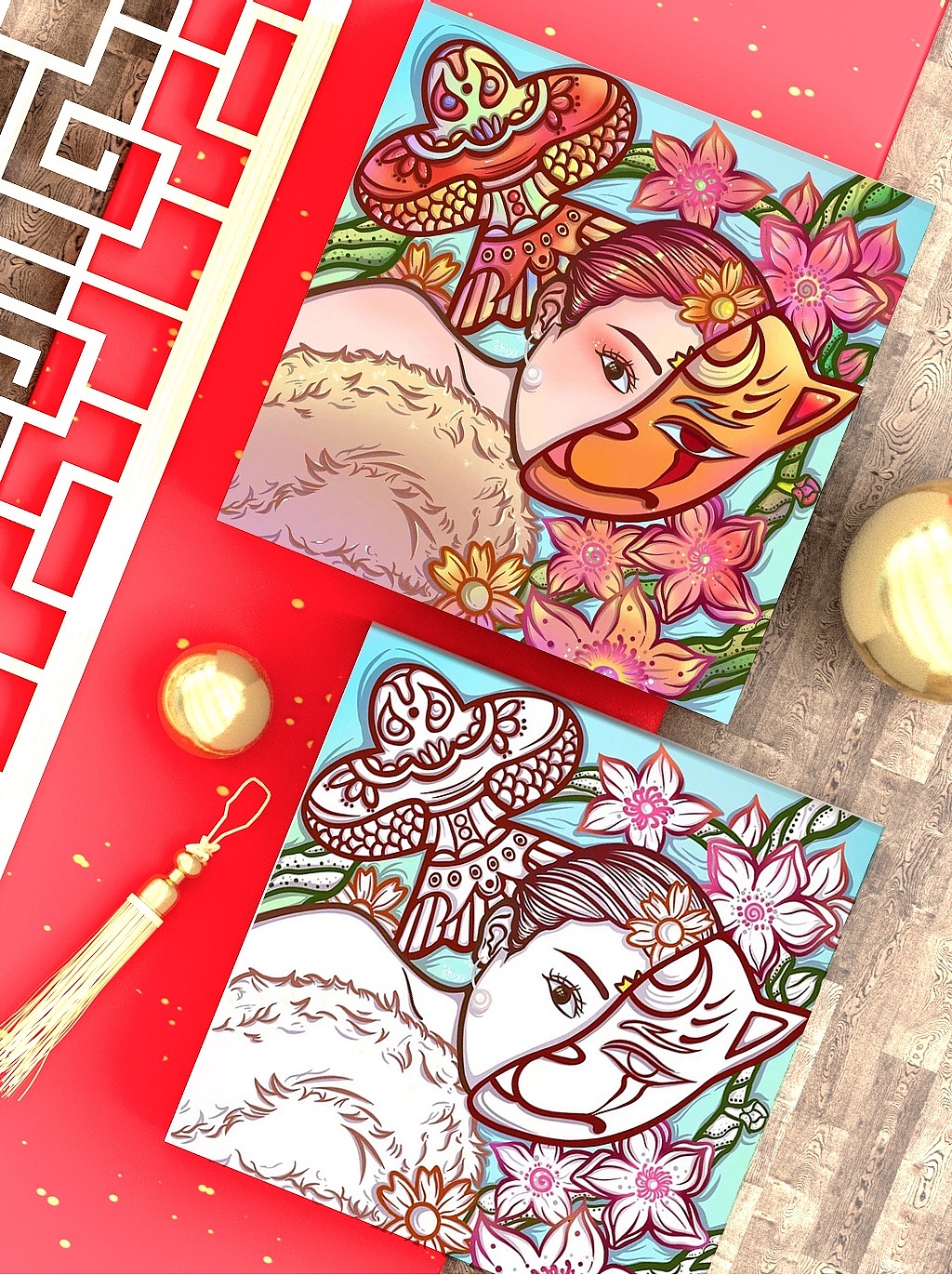 国潮个性包装狐狸面具