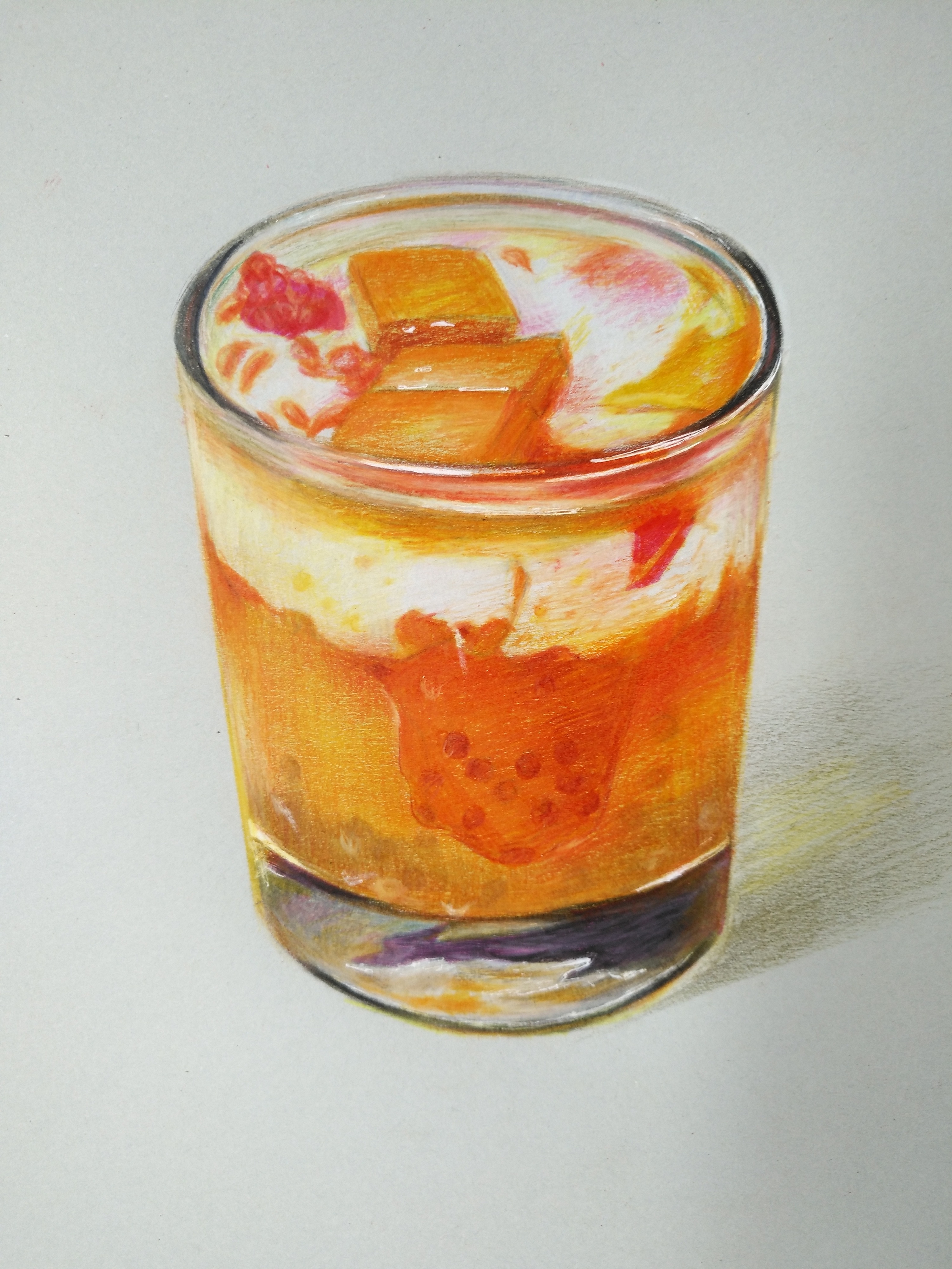 彩铅芒果西米露