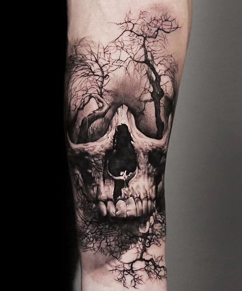 欧美黑灰写实纹身3d重彩人物刺青赏析大面积位置选择