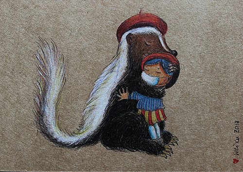 纯手绘明信片/新年祝福/圣诞贺卡/雪