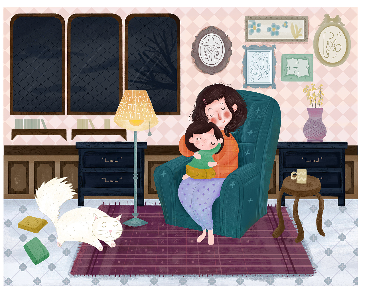 媽媽抱著嬰兒PSD圖案素材免費下載，可愛卡通圖片，尺寸3000 × 2000px - Lovepik