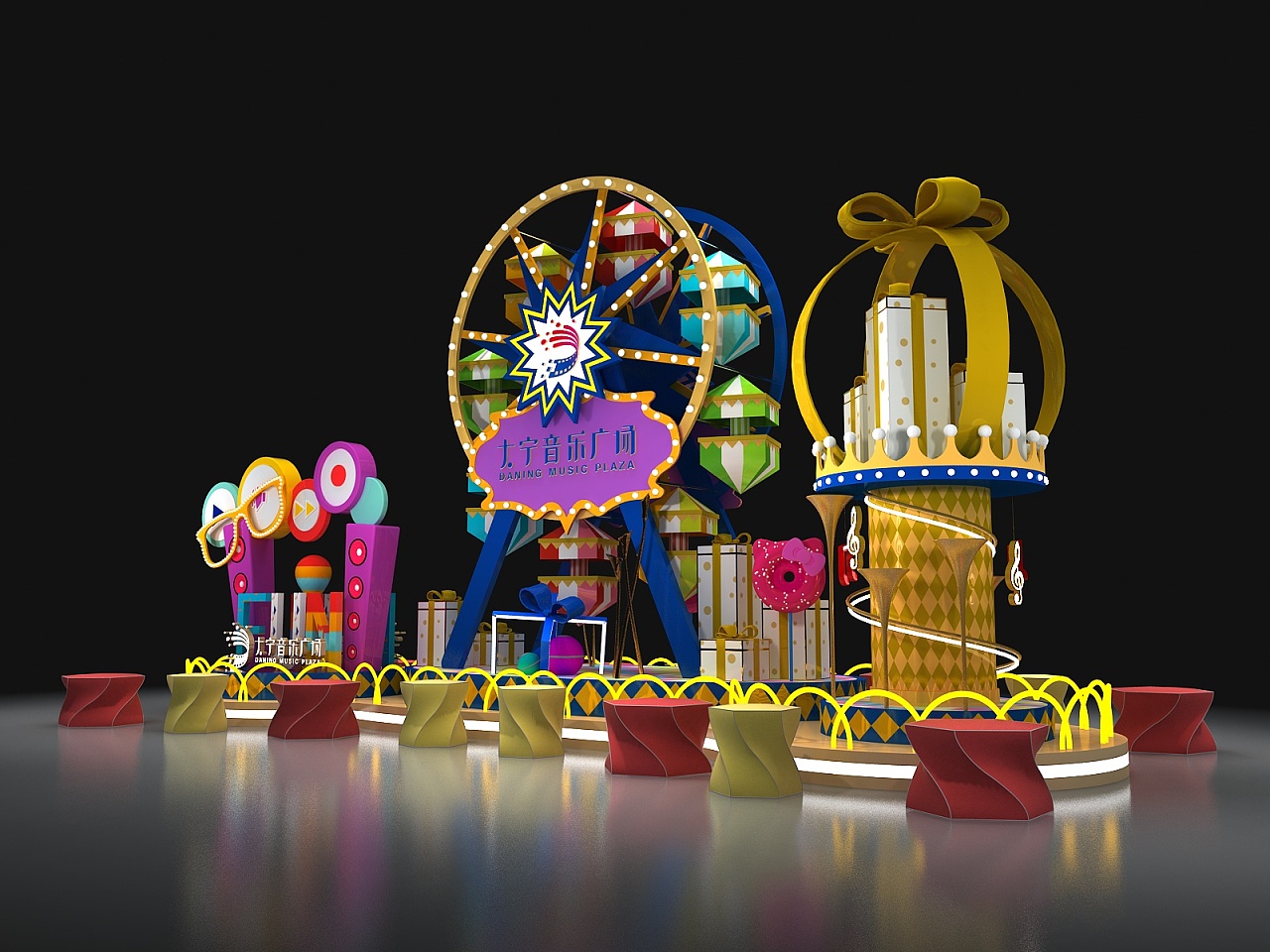 商场中庭展示美陈设计3d效果图