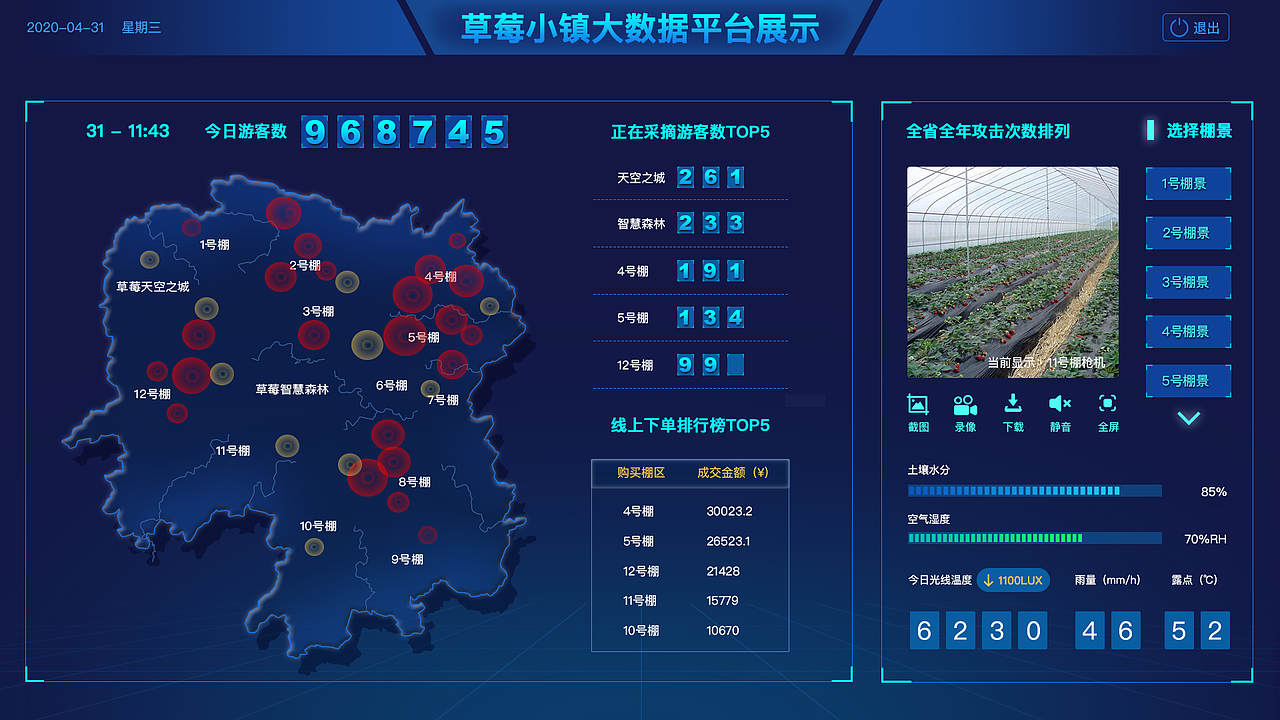 建德草莓小镇数据平台/智能农业云平台基地实景可视化