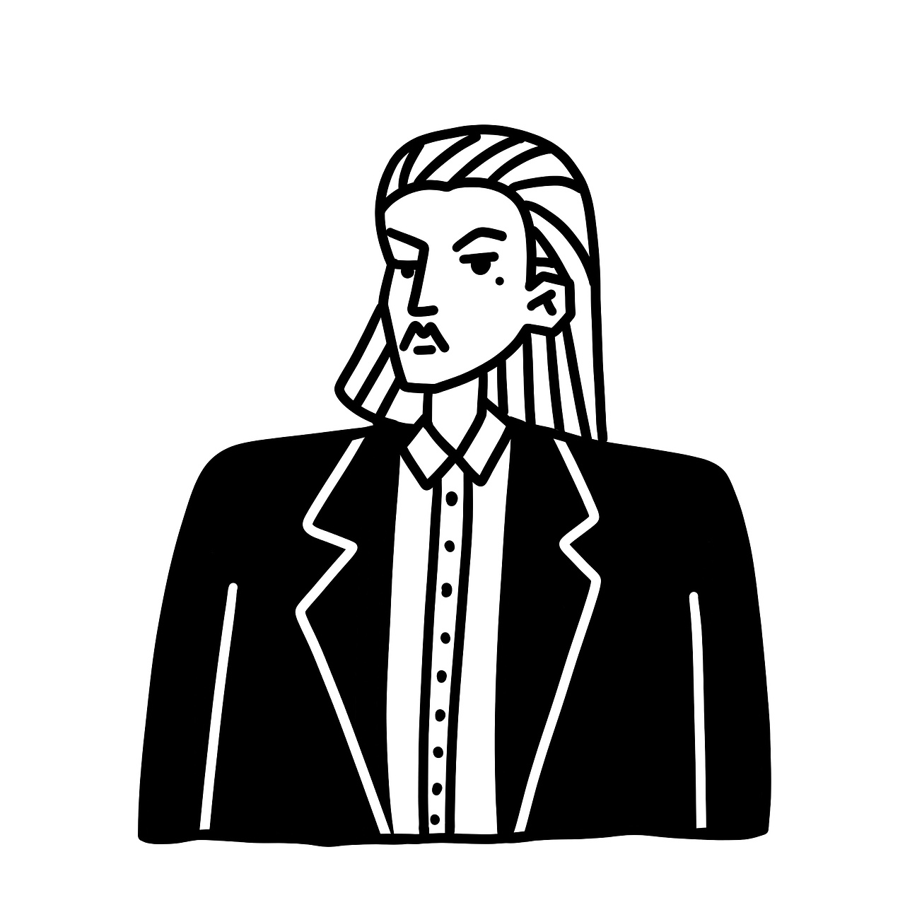 黑白线条简约人物头像