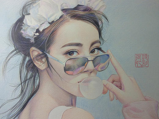 彩铅手绘迪丽热巴