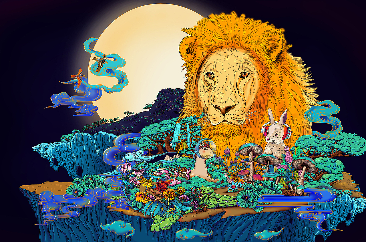 第三屆站酷獎(jiǎng)Z+惠普能量賽—魔幻森林“獅子王的故事”（圖ZMjA5NjAxODI0） - 海報(bào) - 站酷設(shè)計(jì)師六翼YAN原創(chuàng)素材 - 站酷ZCOOL