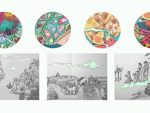 工艺美术 插画运用 | 花好月圆  南京集庆门地铁站设计