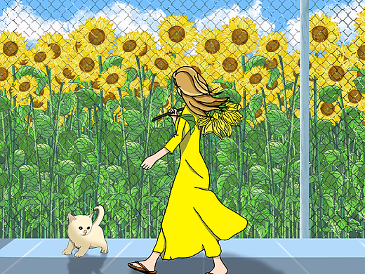 夏天的风与向日葵