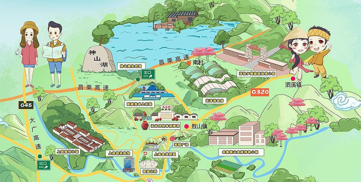 杭州手绘地图旅游地图景点导航图智能导览设计制作