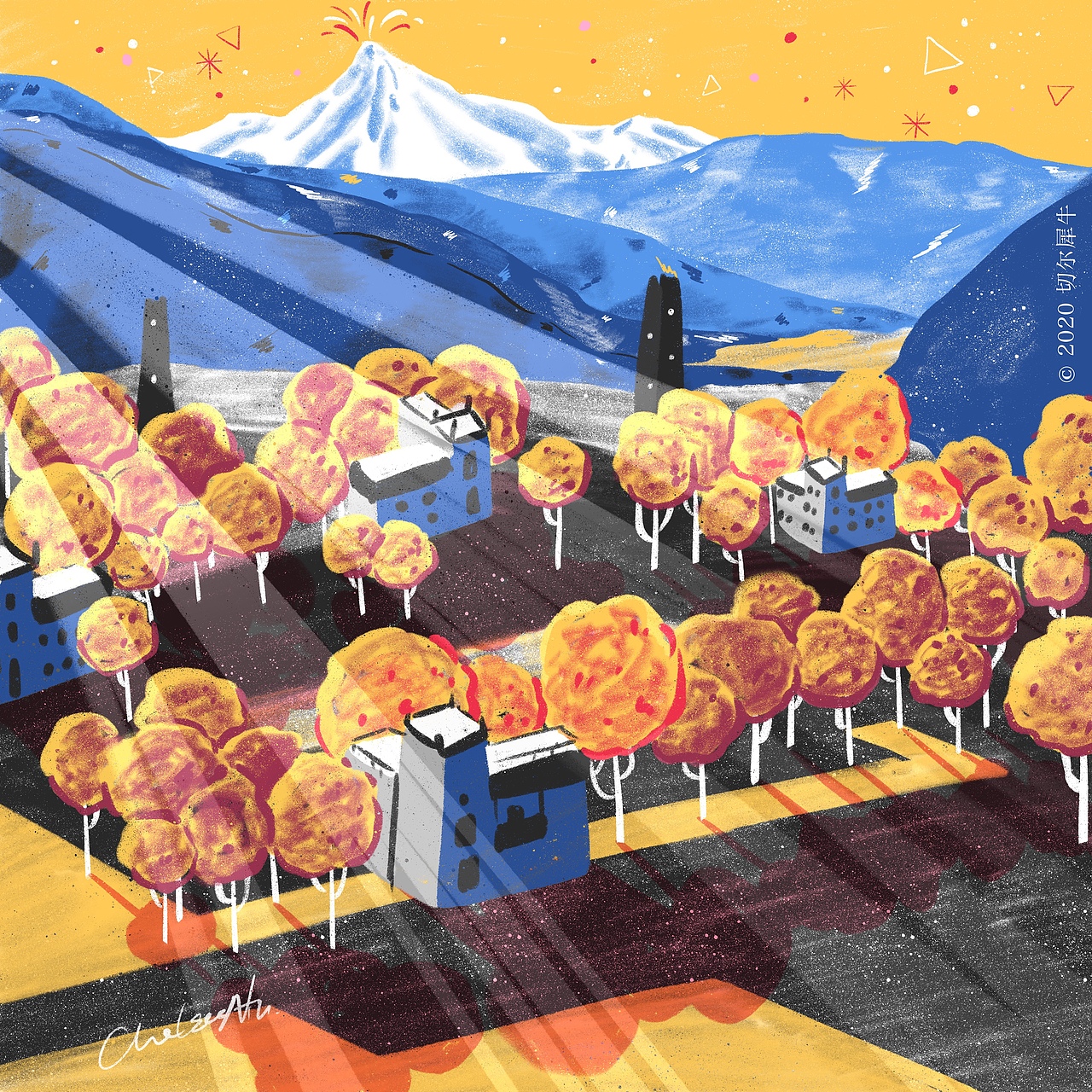 系列插画「梦游川西」（图ZMjM2MjY5MzY0） - 创作习作 - 站酷设计师切尔犀牛ChelseaN原创素材 - 站酷ZCOOL