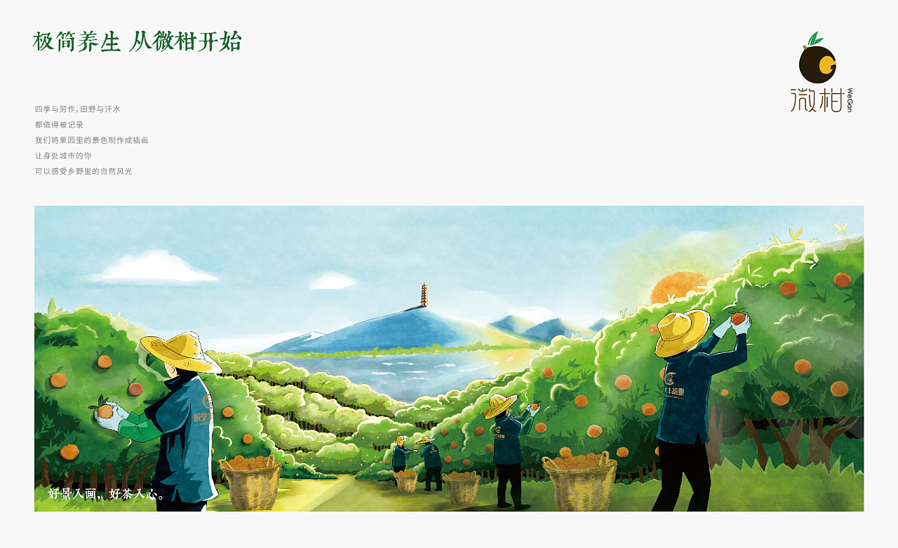 四季与劳作,田野与汗水,都值得被记录,我们将果园里的景色制作成插画
