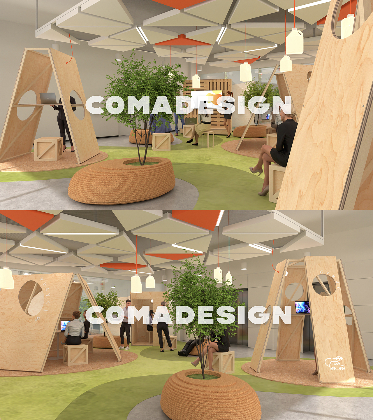 聚落空间|办公空间中的社交中心（图ZMzQ1MjA2MzU2） - 商业空间设计 - 站酷设计师昏迷设计原创素材 - 站酷ZCOOL