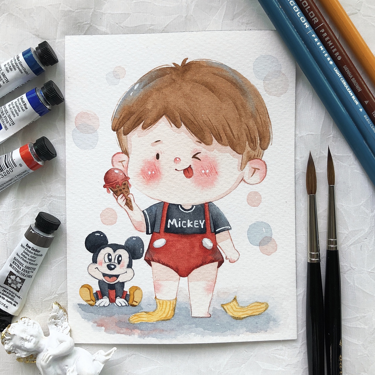 水彩手绘治愈系小可爱插画