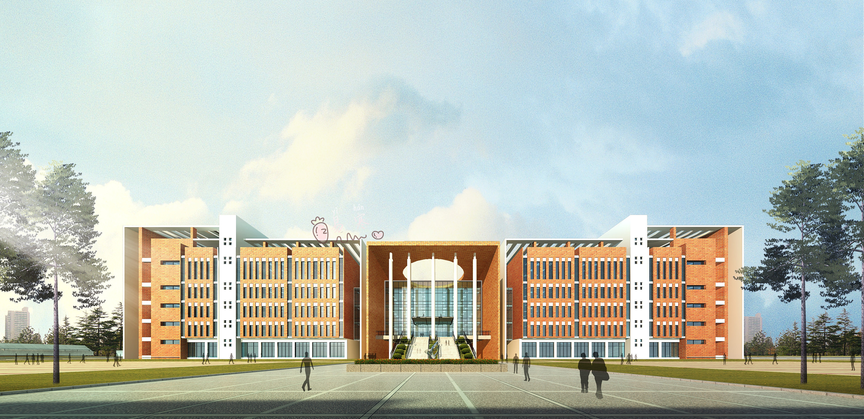 学校外观 透视 鸟瞰