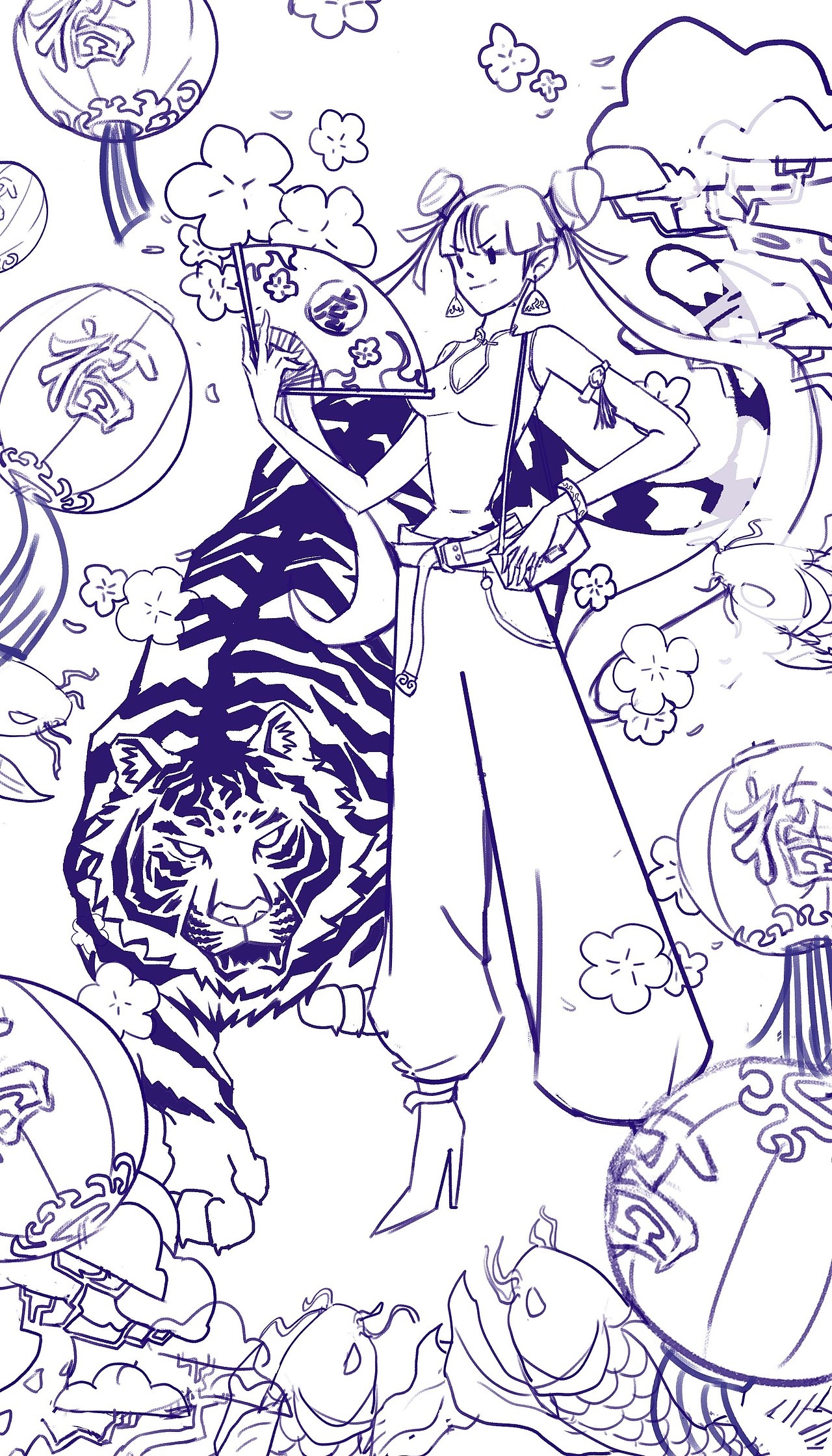 虎年插画—《福虎生旺》（图ZMjg2NzQ0NTI0） - 商业插画 - 站酷设计师一颗星橙原创素材 - 站酷ZCOOL