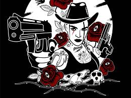 西海岸风格潮流插画