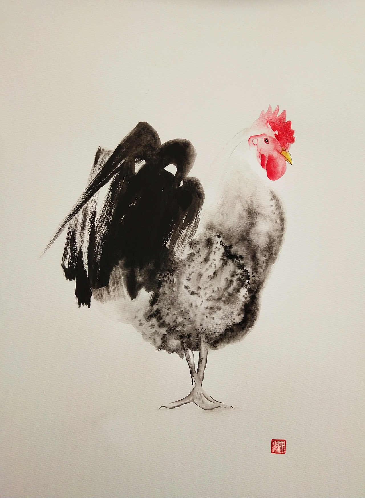 写意芦花鸡的画法图片