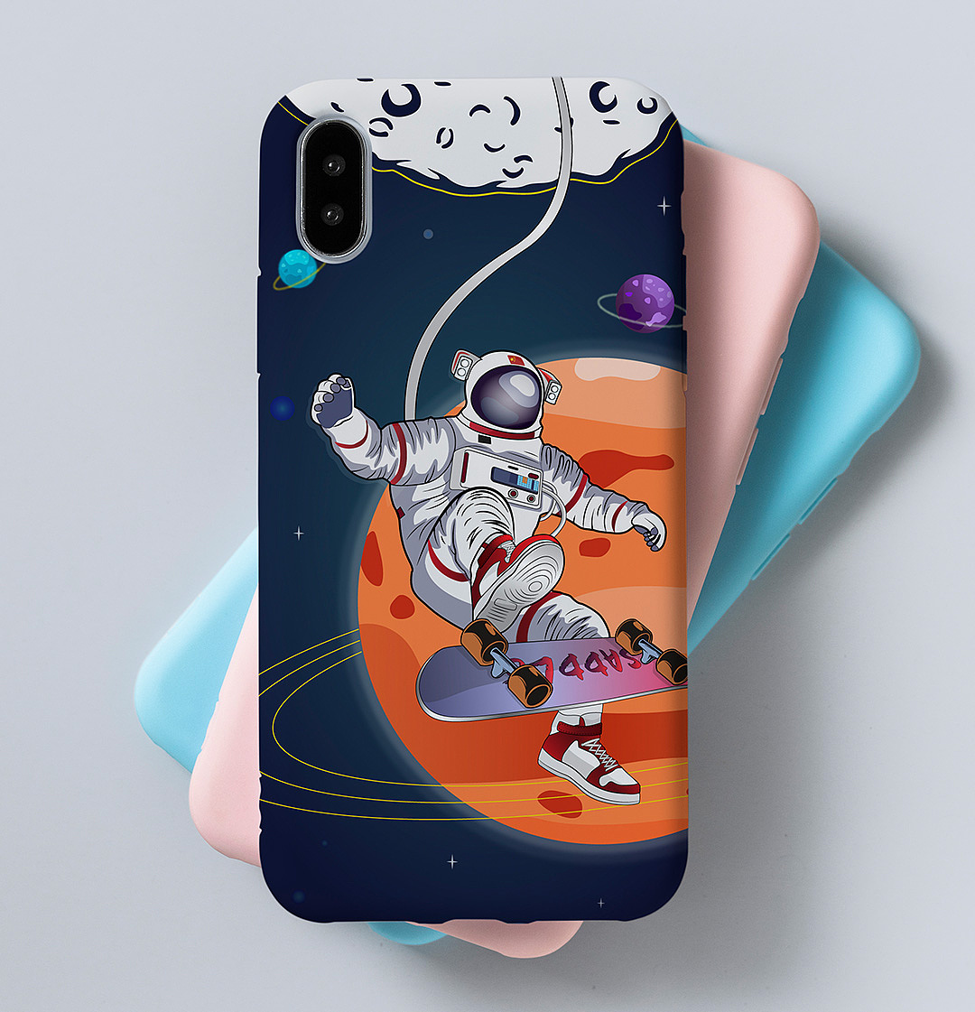 Ai插画——玩滑板的宇航员