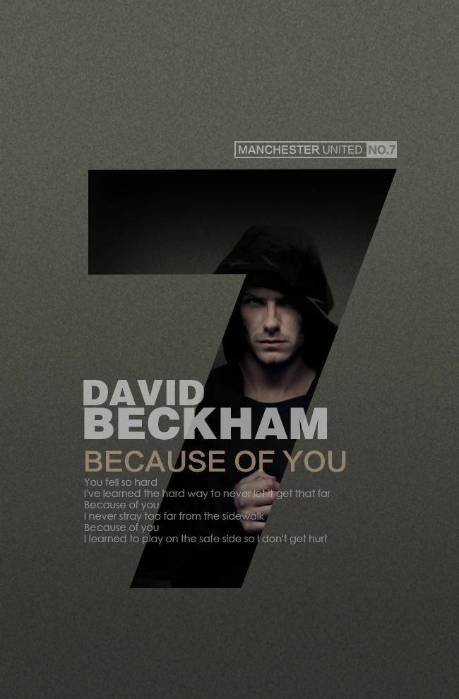 贝克汉姆原创海报,永远的曼联7号