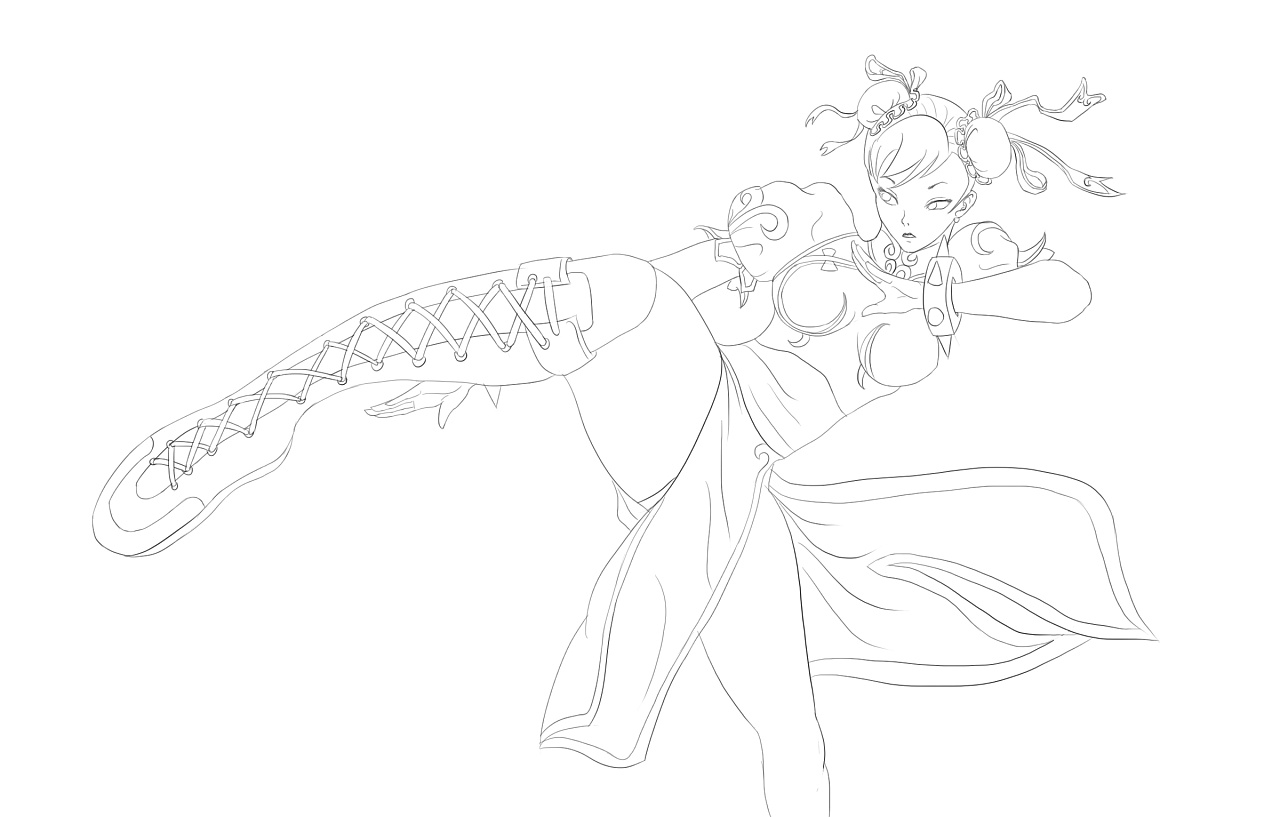 这几天画了一张春丽,调整了不同的背景和