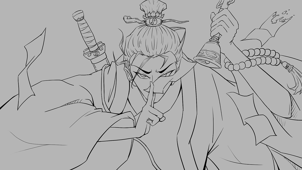 国风插画  道士镇尸