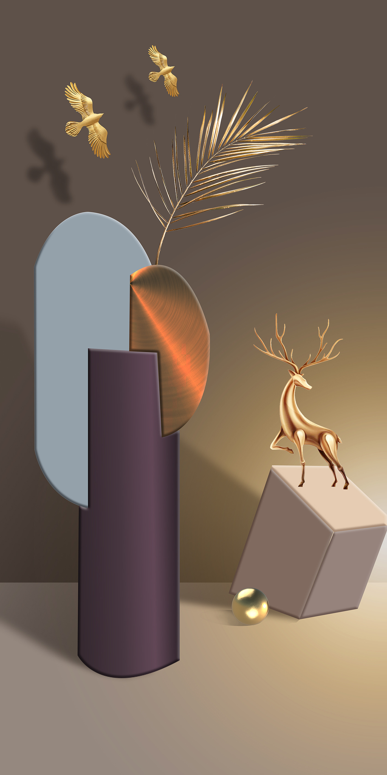 客厅三联画轻奢现代工装风