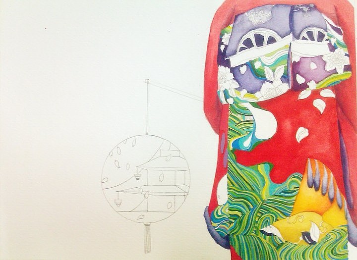 和服印象（图ZNjQ5MjY2OA==） - 绘画 - 站酷设计师藕弯曲原创素材 - 站酷ZCOOL