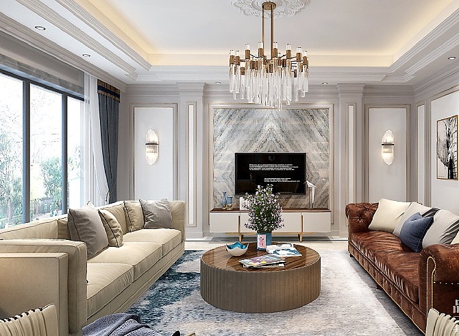 美式风格600平米常州湖畔春秋别墅装修案例