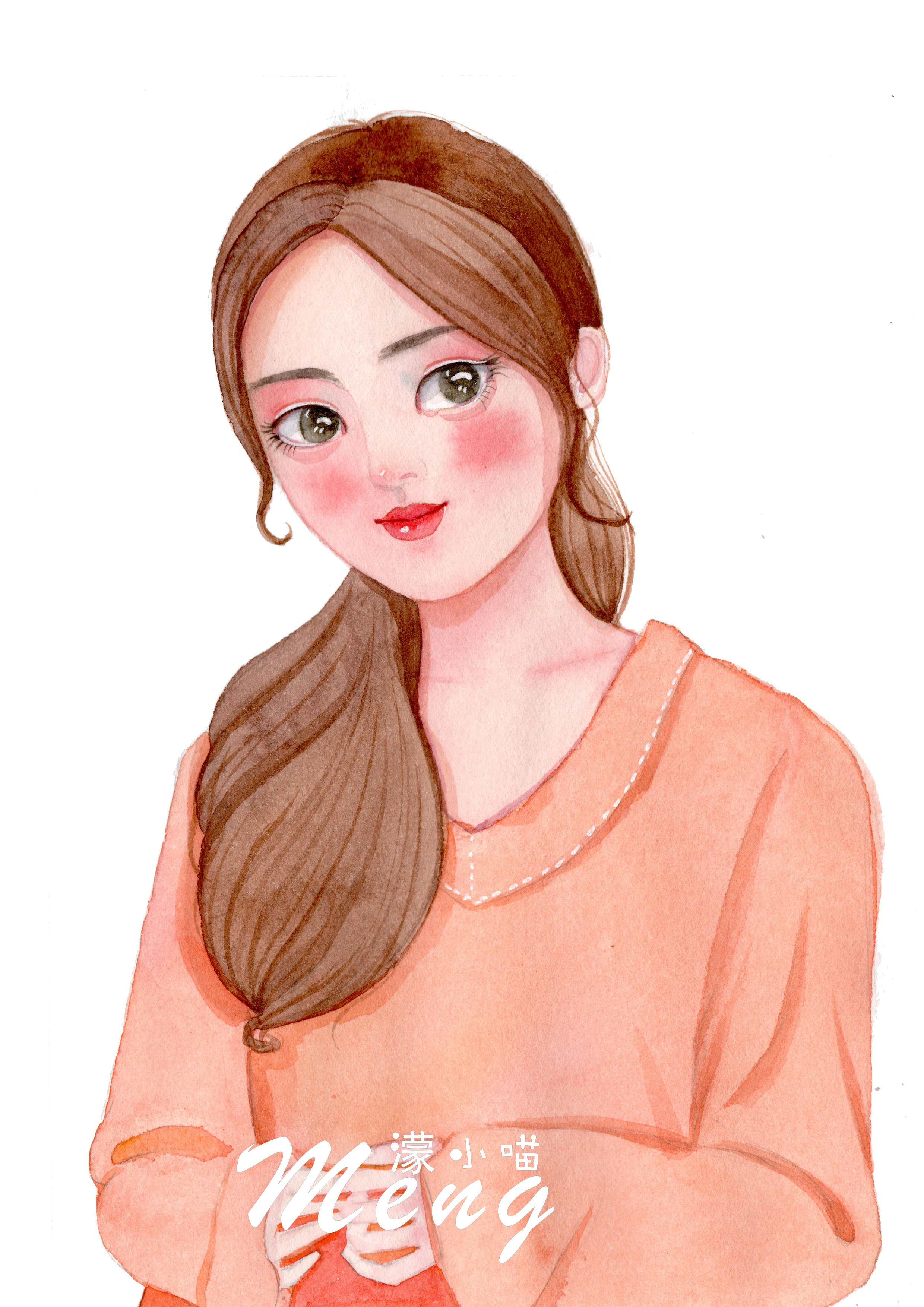 手绘水彩插画人物