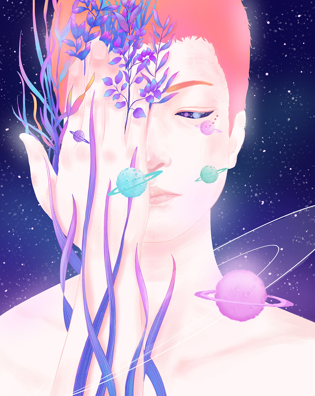 临摹南国夏插画