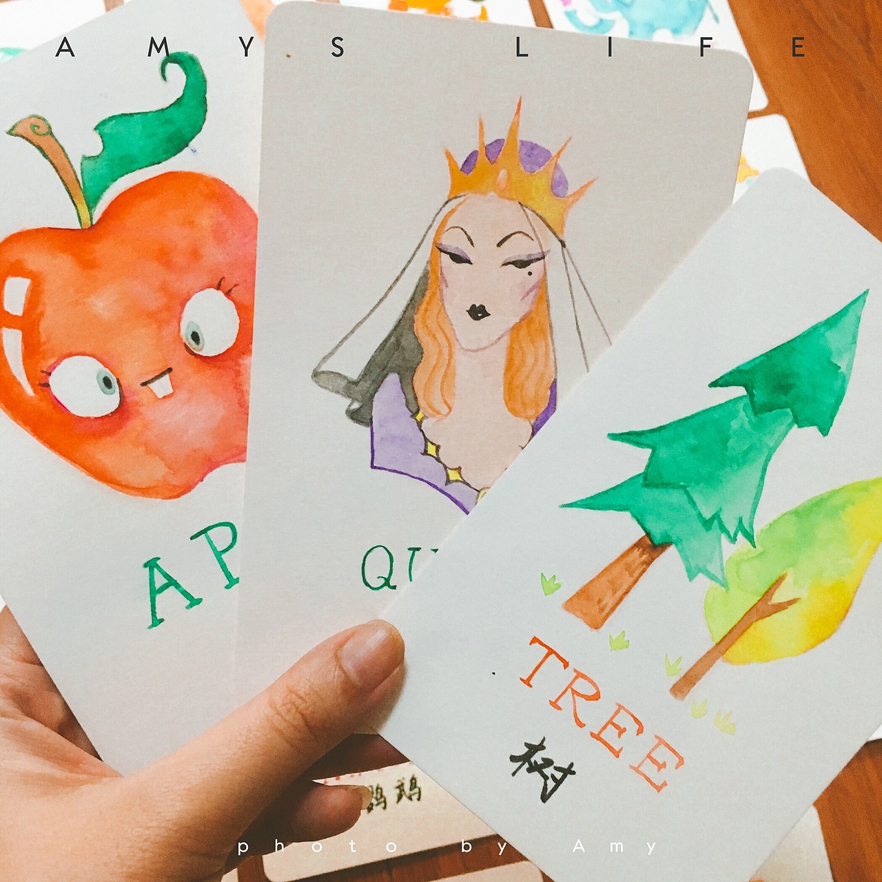 水彩风英文卡片