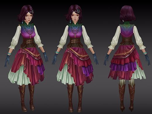 游戲模型練習(xí)： 女性布衣角色（個(gè)人主頁(yè)-ZMjY1NjE1MjA=） - 人物/生物 - 站酷設(shè)計(jì)師兩只手一起來(lái)原創(chuàng)素材 - 站酷ZCOOL