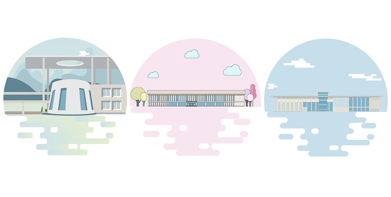 校园建筑扁平风插画（图ZMjE4NDU1Mjc2） - 创作习作 - 站酷设计师张晰颖Lynn原创素材 - 站酷ZCOOL