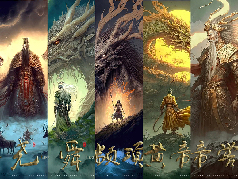 三皇五帝 五帝插画（图ZMzI5NjA3MjU2） - 商业插画 - 站酷设计师王总的ai绘画世界原创素材 - 站酷ZCOOL
