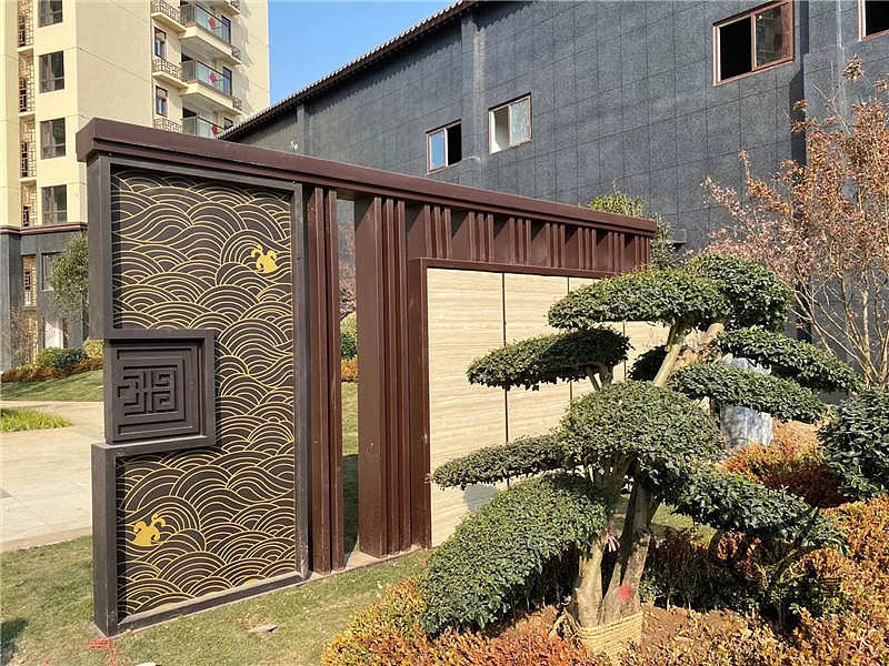 房地产不锈钢景观廊架 景墙不锈钢镂空花造型隔断_众钰金属-站酷zcool