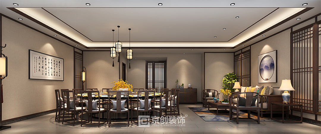 郑州中式禅意茶餐厅设计-京创装饰