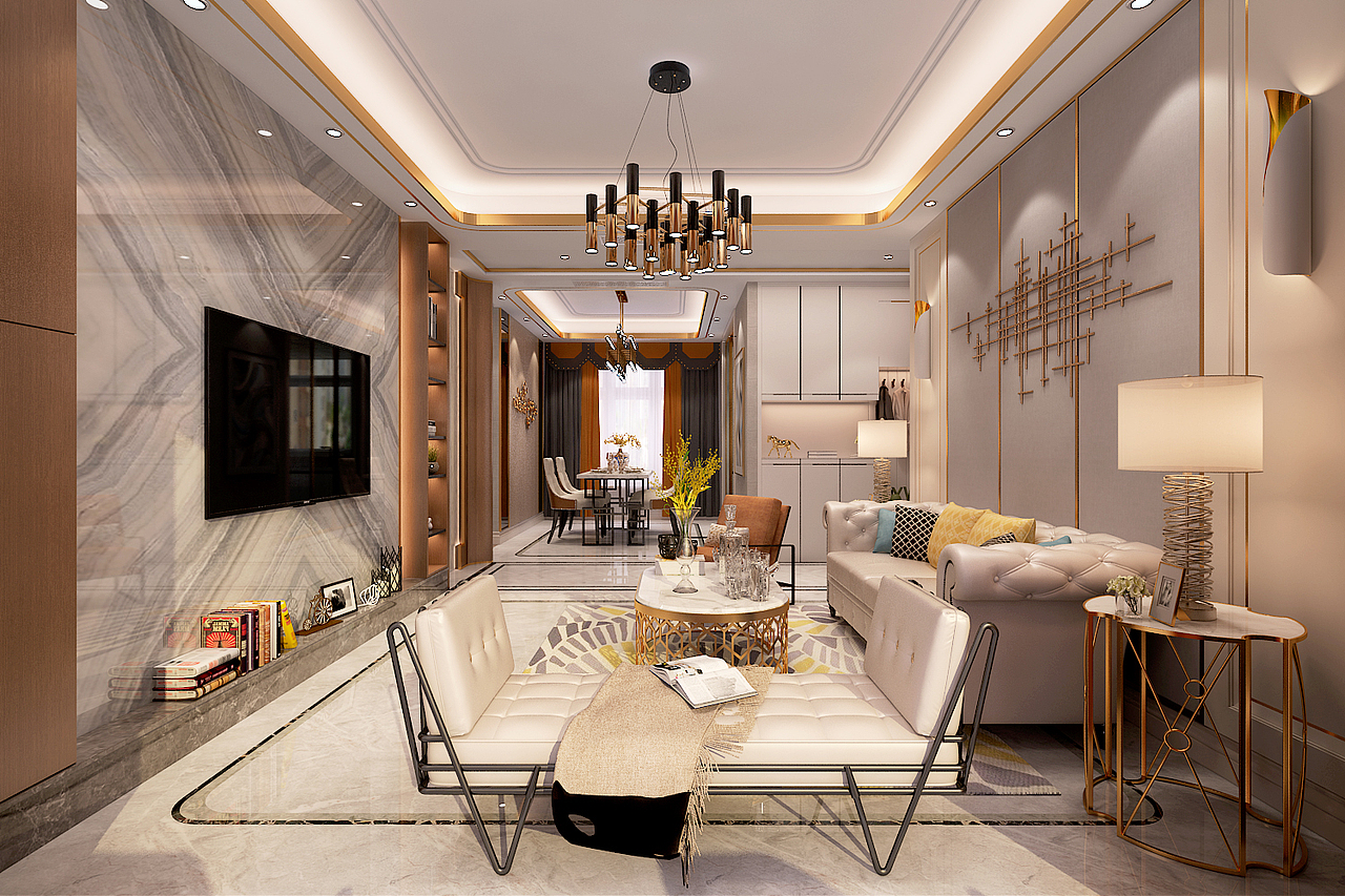 【保定金舍装饰】未来花郡137平港式轻奢风格效果图