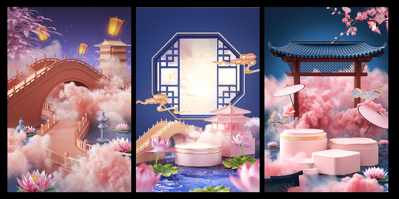 七夕-中式浪漫的3D场景（图ZMzQ2MzI4MjYw） - 场景 - 站酷设计师笔魂AI绘图原创素材 - 站酷ZCOOL