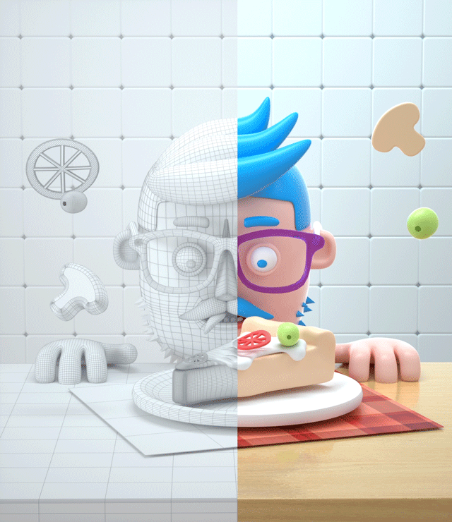 c4d oc卡通人物与场景