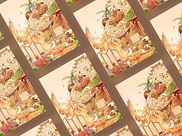 《伴》—鱼面国风包装插画设计